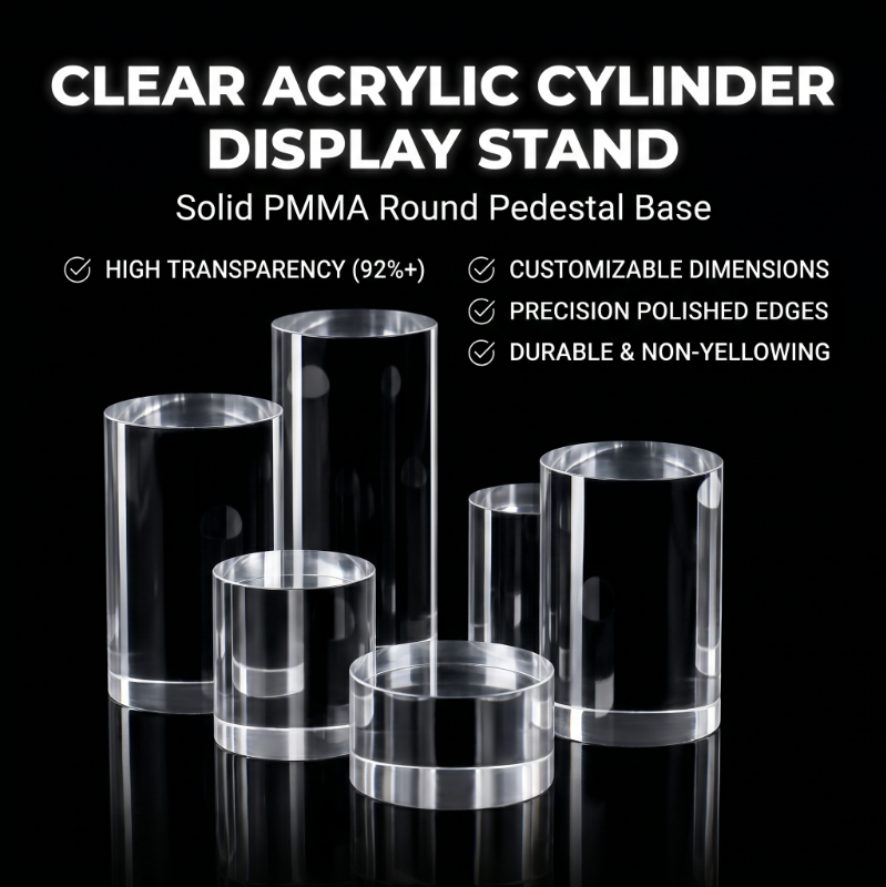 Model Figure Base - Blok Silinder Akrilik Transparan, Alas Pajangan